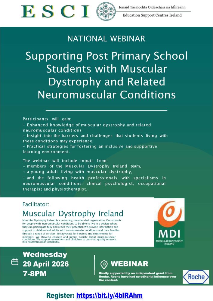 esci muscular dystrophy ireland webinar post primary 29th april