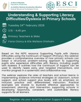 NEPS: Understanding & Supporting Literacy Difficulties/ Dyslexia in Primary School - Webinar 2 (Repeat)