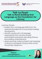 LC26-27SP Talk to Read: Building oral language as the foundation of literacy 