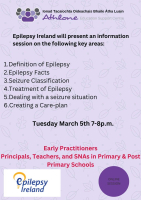 LC24-21SP Epilepsy Information Session for Early Years Practitioners/ Teachers/Parents/SNAs
