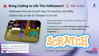 LC25-135A: Halloween Online Scratch Class for Teachers and SNAs. 